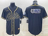 Men's Indianapolis Colts Black Gold Team Big Logo With Patch Cool Base Stitched Baseball Jersey,baseball caps,new era cap wholesale,wholesale hats